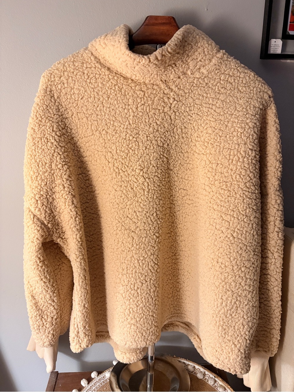 SHEIN Tan Sherpa Turtleneck Pullover